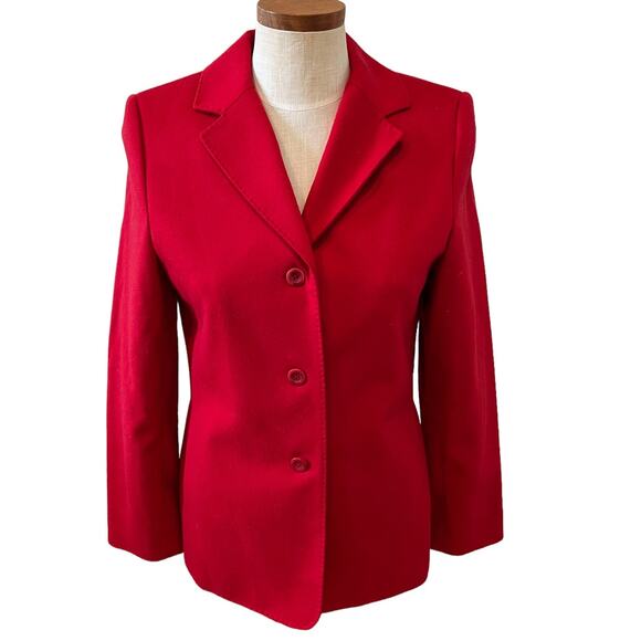Valerie Stevens Wool and Cashmere blend blazer Cherry Red 4 - Picture 1 of 5